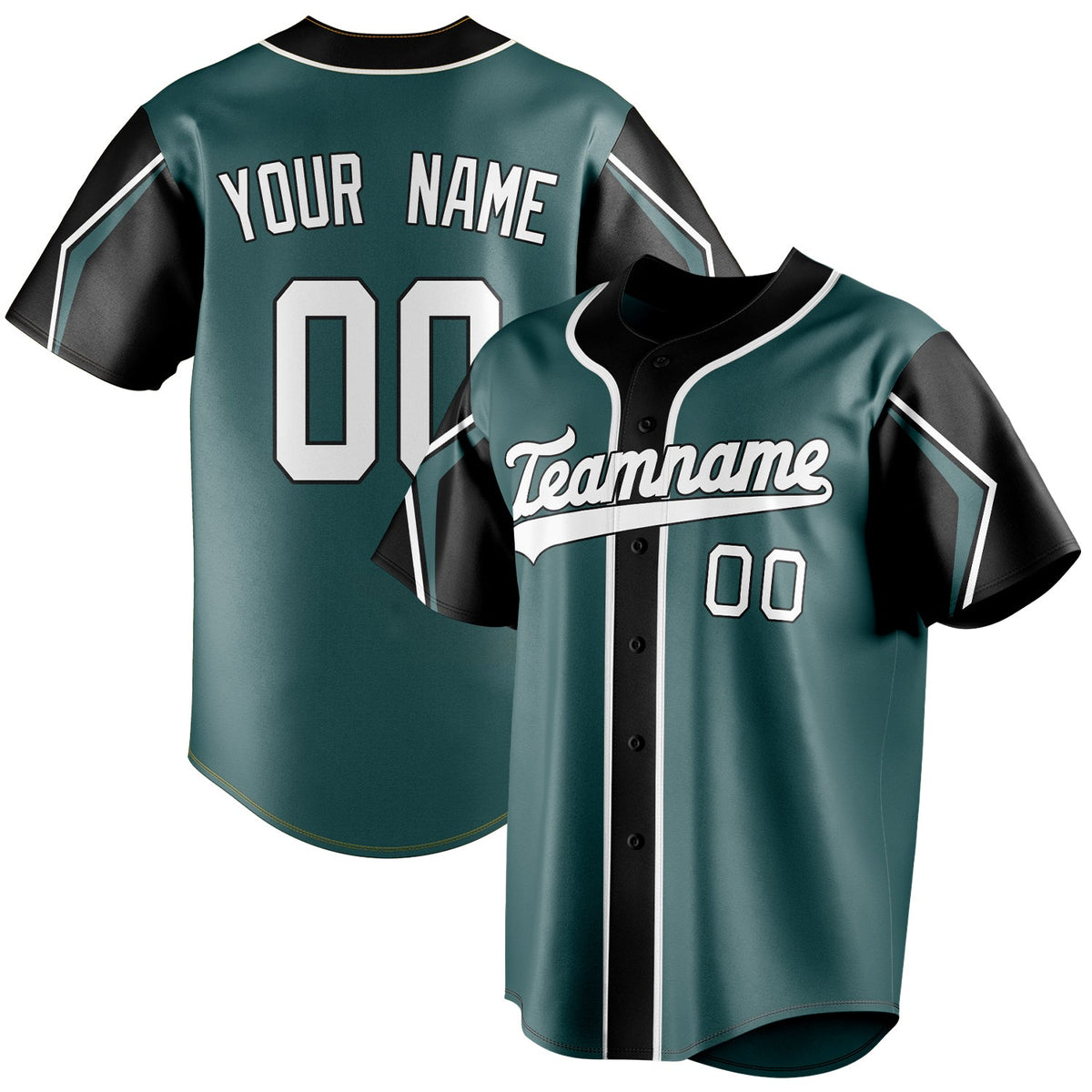 Custom Midnight Green & White 3 Colors Arm Shapes Fan Baseball Jersey BB01240531JZ443