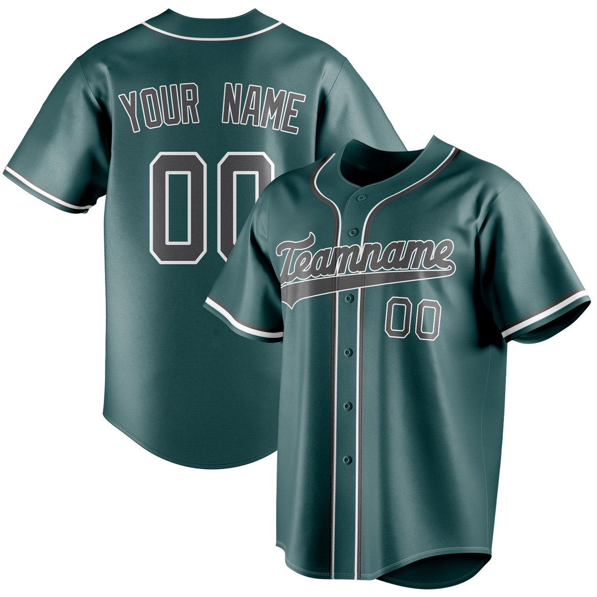 Custom Midnight Green & Gray Color Fan Baseball Jersey BB01240531JZ458