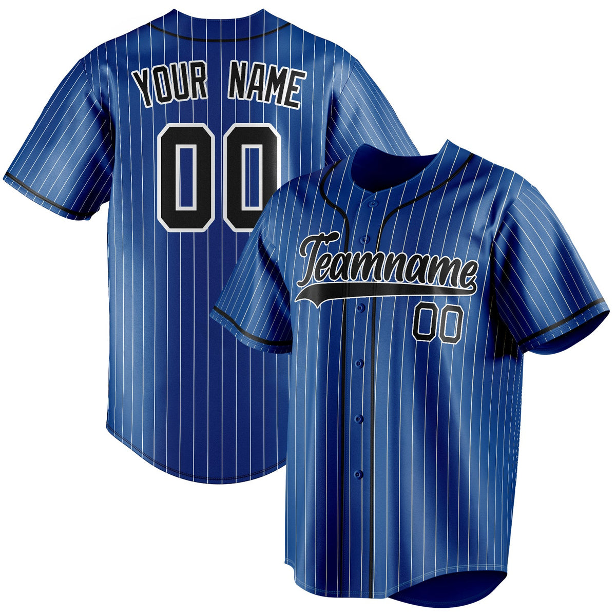 Custom Royal & Black White Pinstripe Fan Baseball Jersey BB01240531TY378