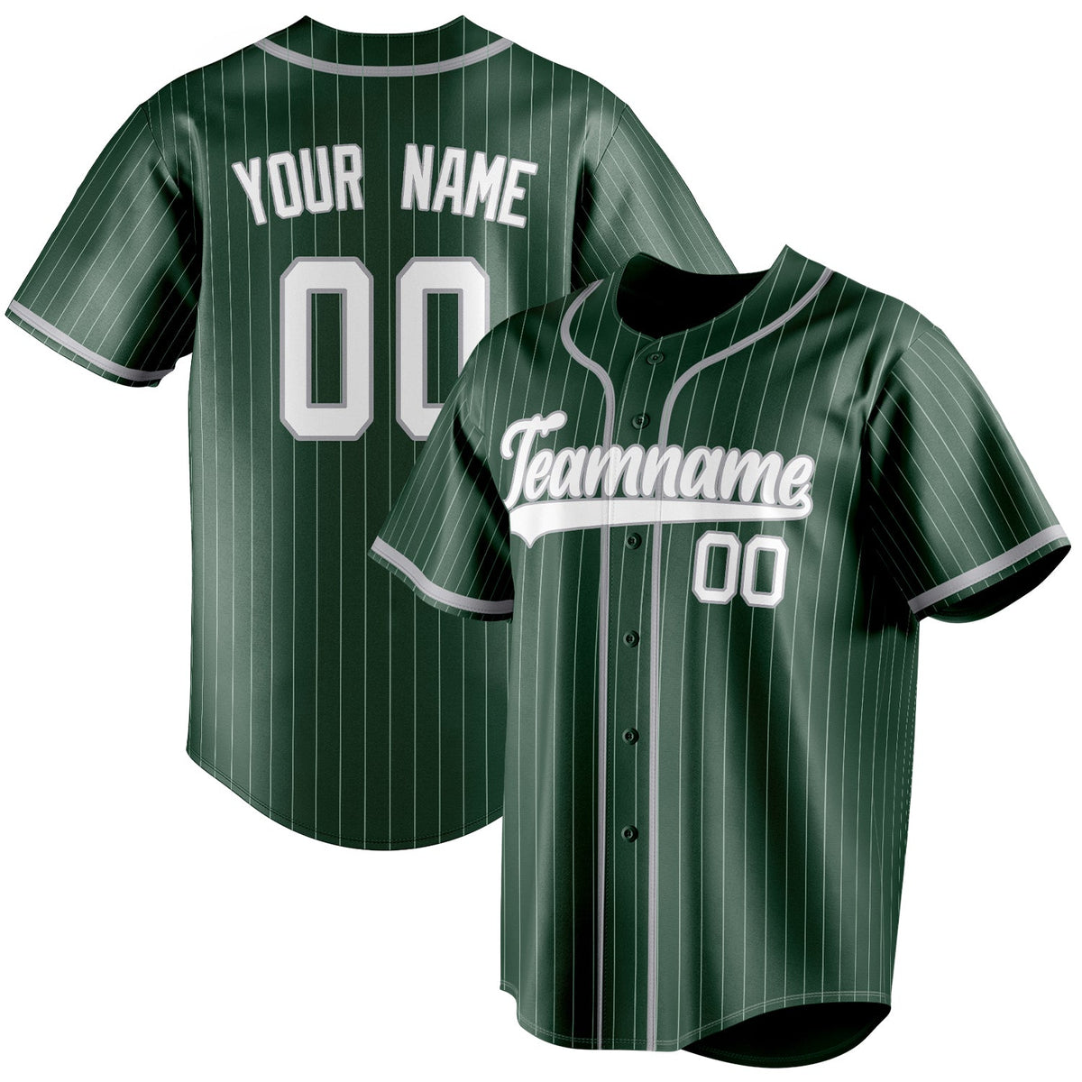 Custom Green & Gray White Pinstripe Fan Baseball Jersey BB01240531TY410