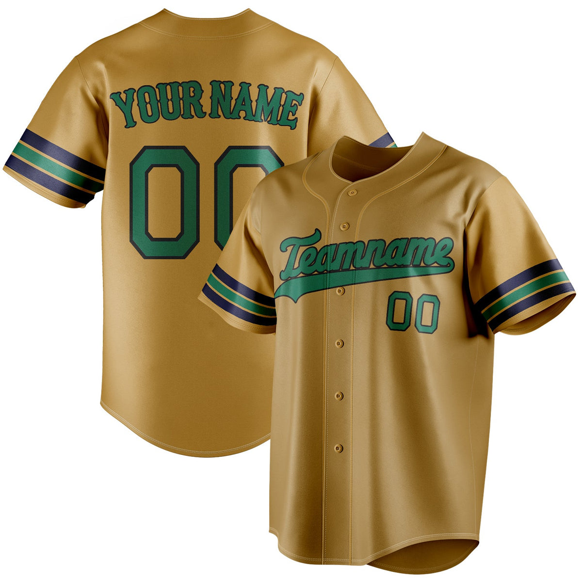 Custom Old Gold & Kelly Green Color Fan Baseball Jersey BB01240531WX528