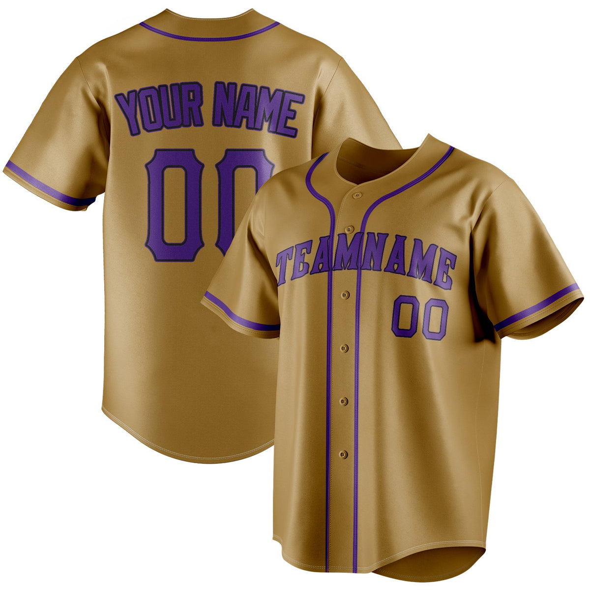 Custom Old Gold & Purple Color Fan Baseball Jersey BB01240531WX537