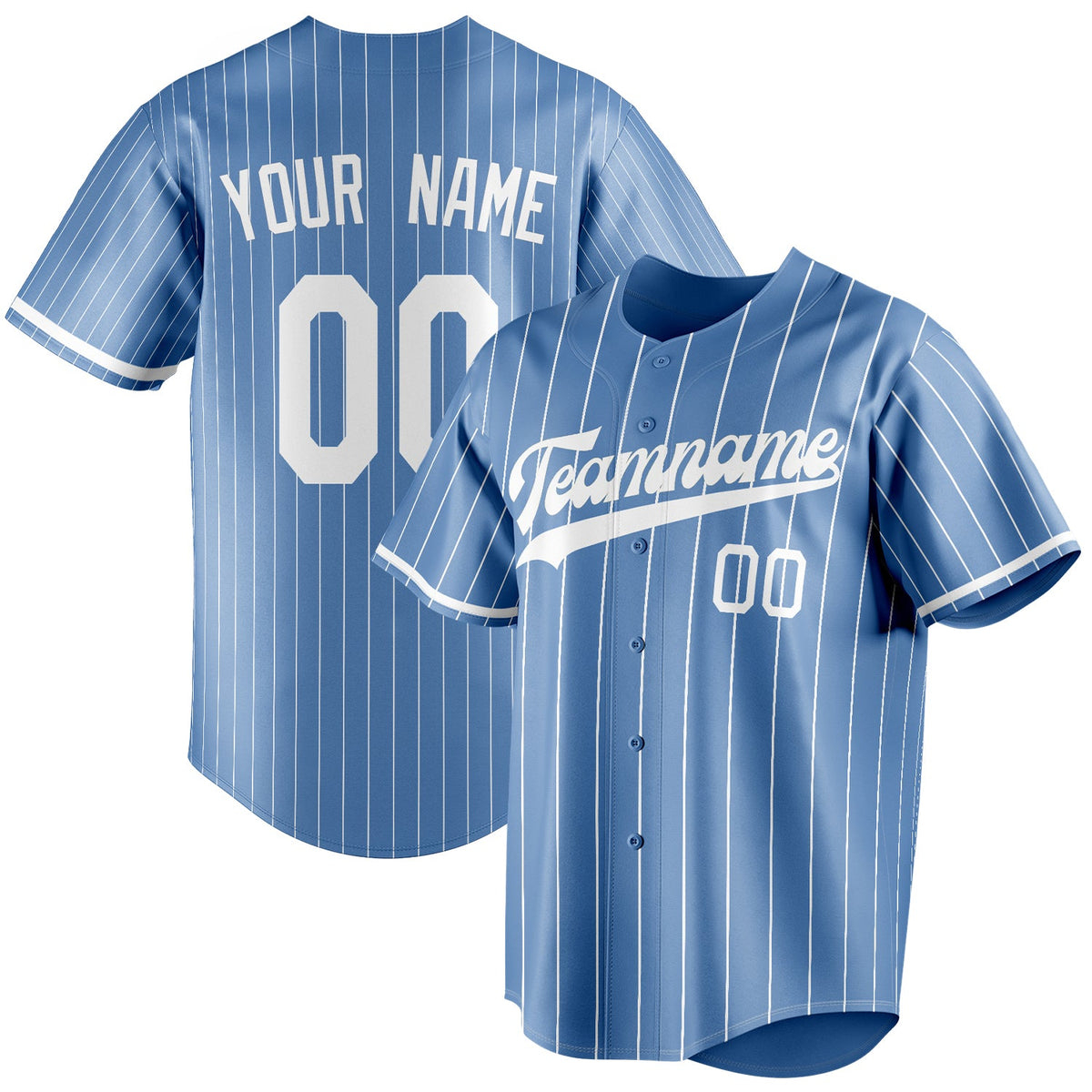 Custom Light Blue & White White Pinstripe Fan Baseball Jersey BB01240531WY474