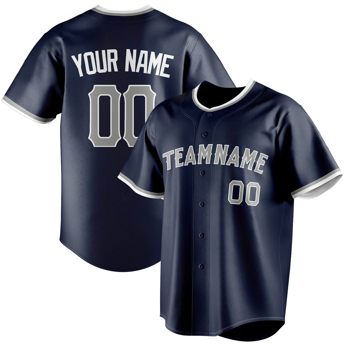 Custom Navy & Gray Color Fan Baseball Jersey BB01240531WY482