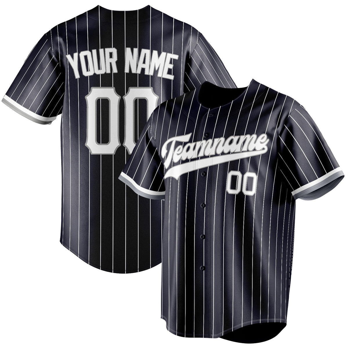 Custom Navy & White White Pinstripe Fan Baseball Jersey BB01240531WY498