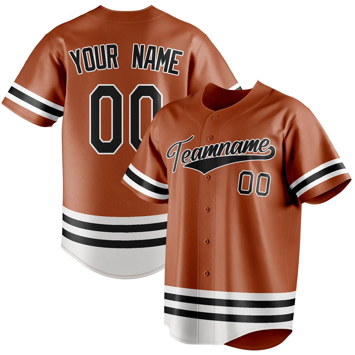 Custom Texas Orange & Black Double Stripe Fan Baseball Jersey BB01240531WY541