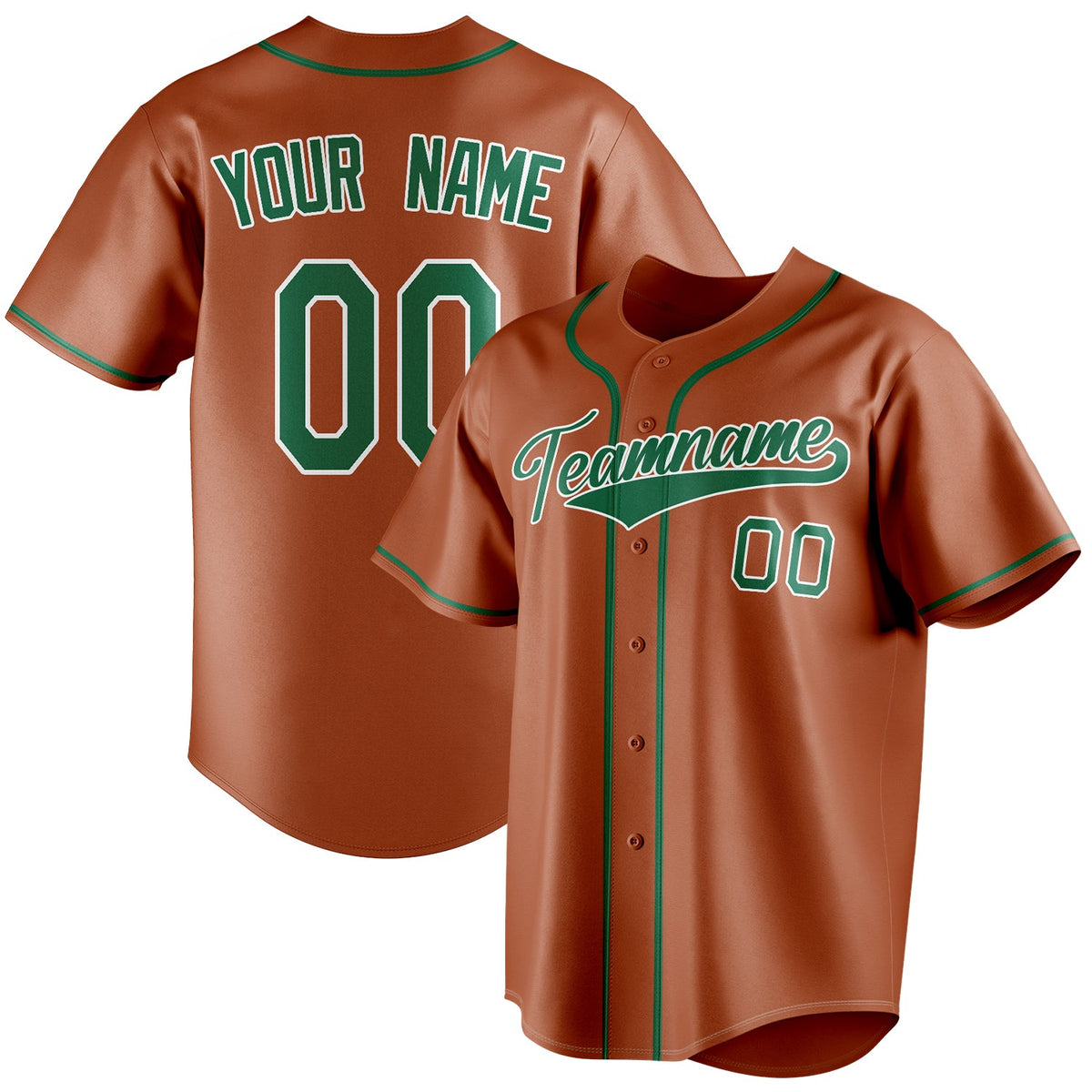 Custom Texas Orange & Kelly Green Color Fan Baseball Jersey BB01240531WY542