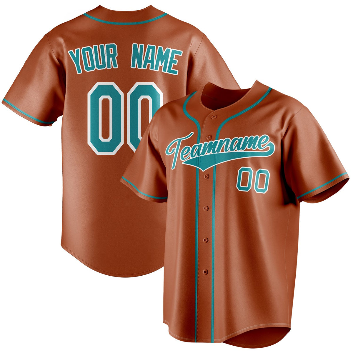 Custom Texas Orange & Teal Color Fan Baseball Jersey BB01240531WY551