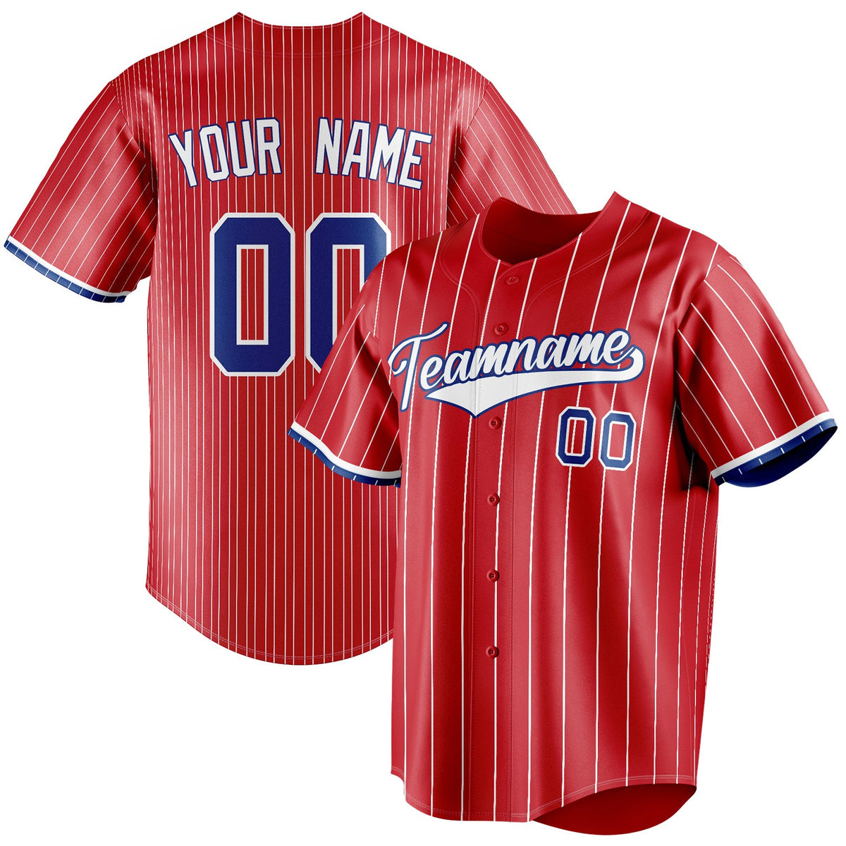 Custom Red & White White Pinstripe Fan Baseball Jersey BB01240531XJ412