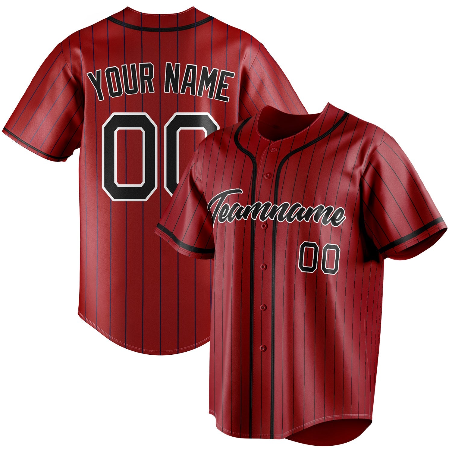 Custom Red & Black Black Pinstripe Fan Baseball Jersey BB01240531XJ414