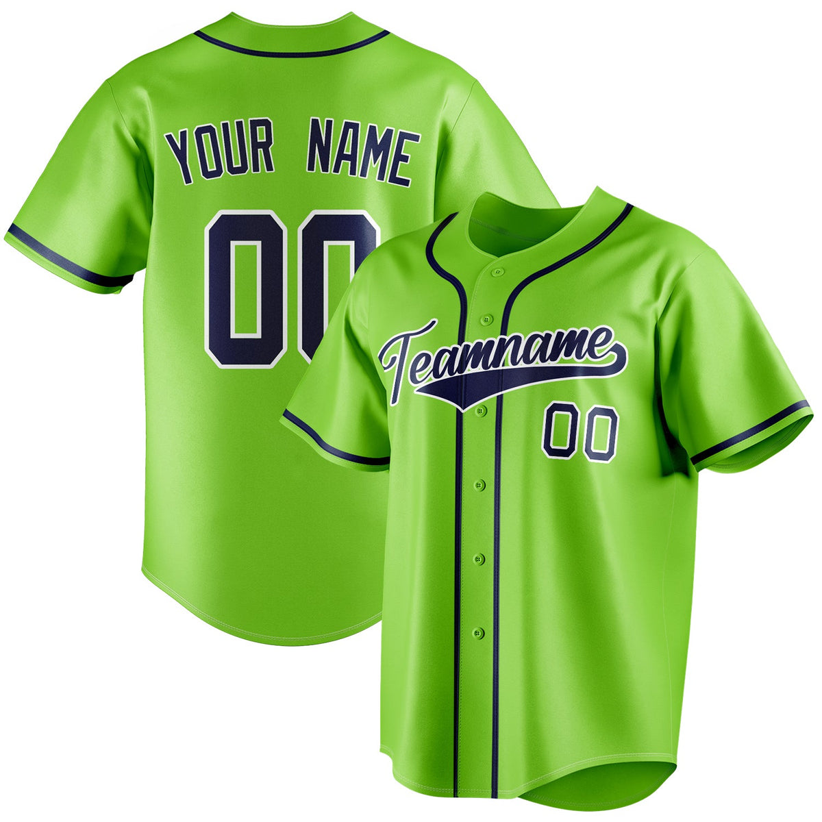 Custom Neon Green & Navy Color Fan Baseball Jersey BB01240531XJ422