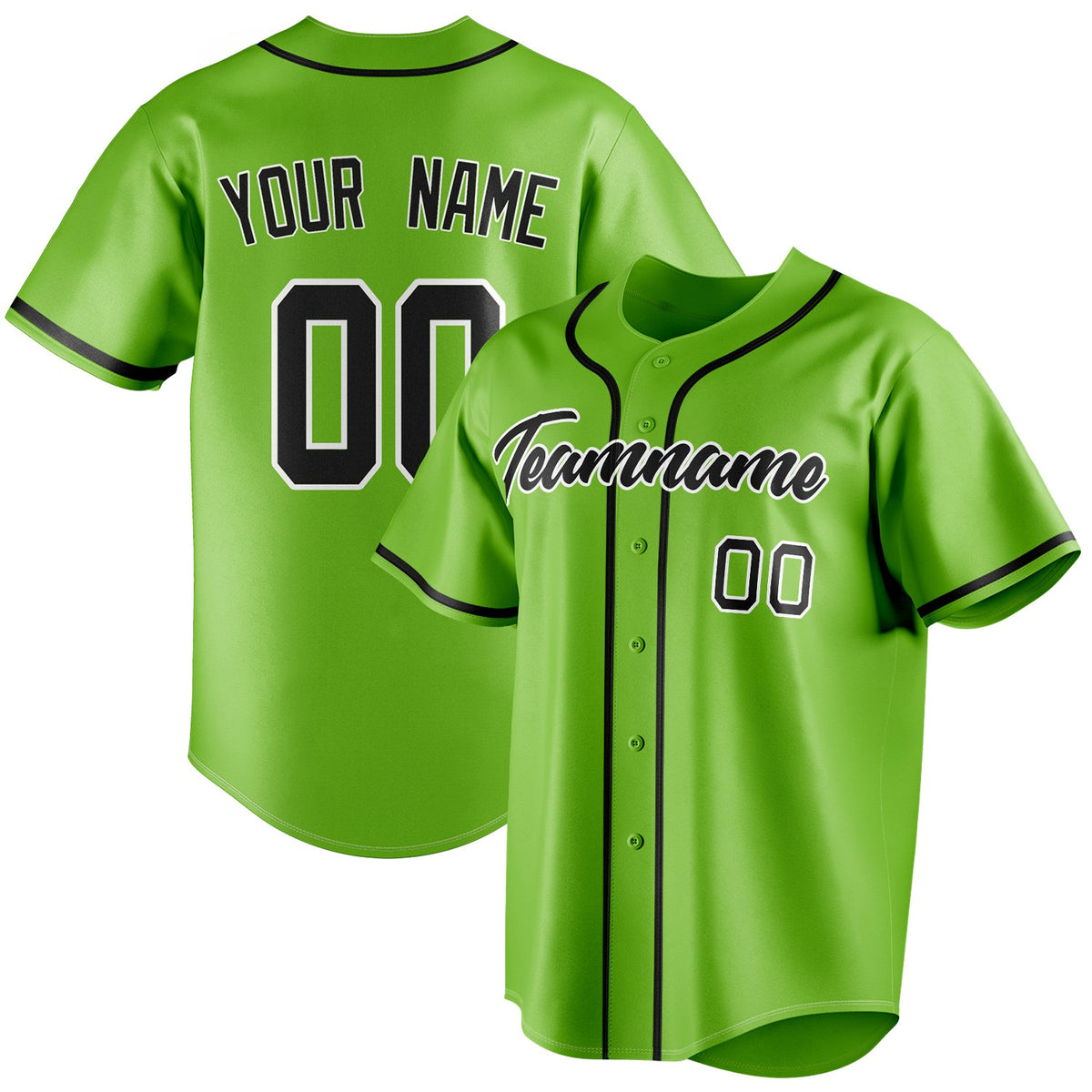 Custom Neon Green & Black Color Fan Baseball Jersey BB01240531XJ424