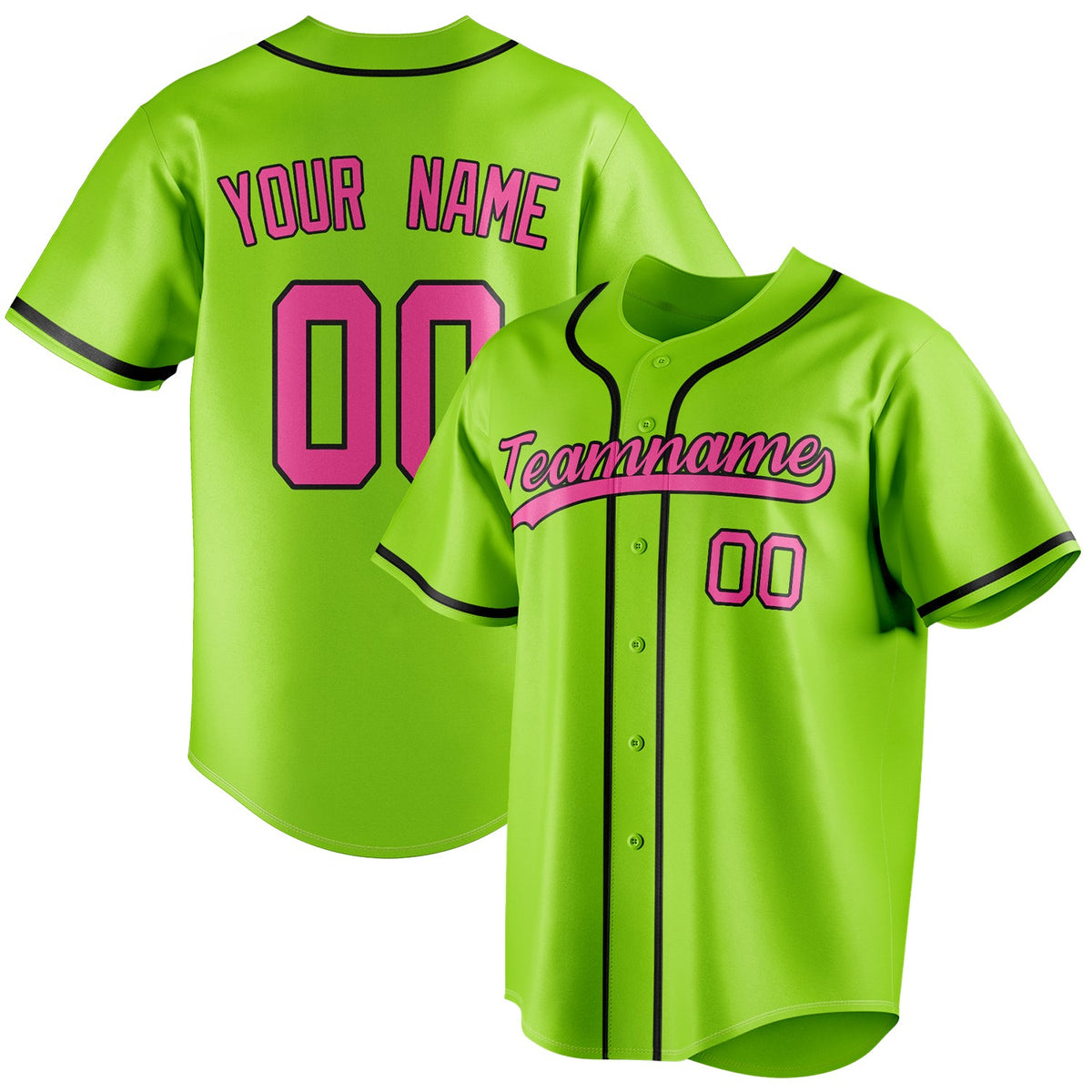 Custom Neon Green & Pink Color Fan Baseball Jersey BB01240531XJ425