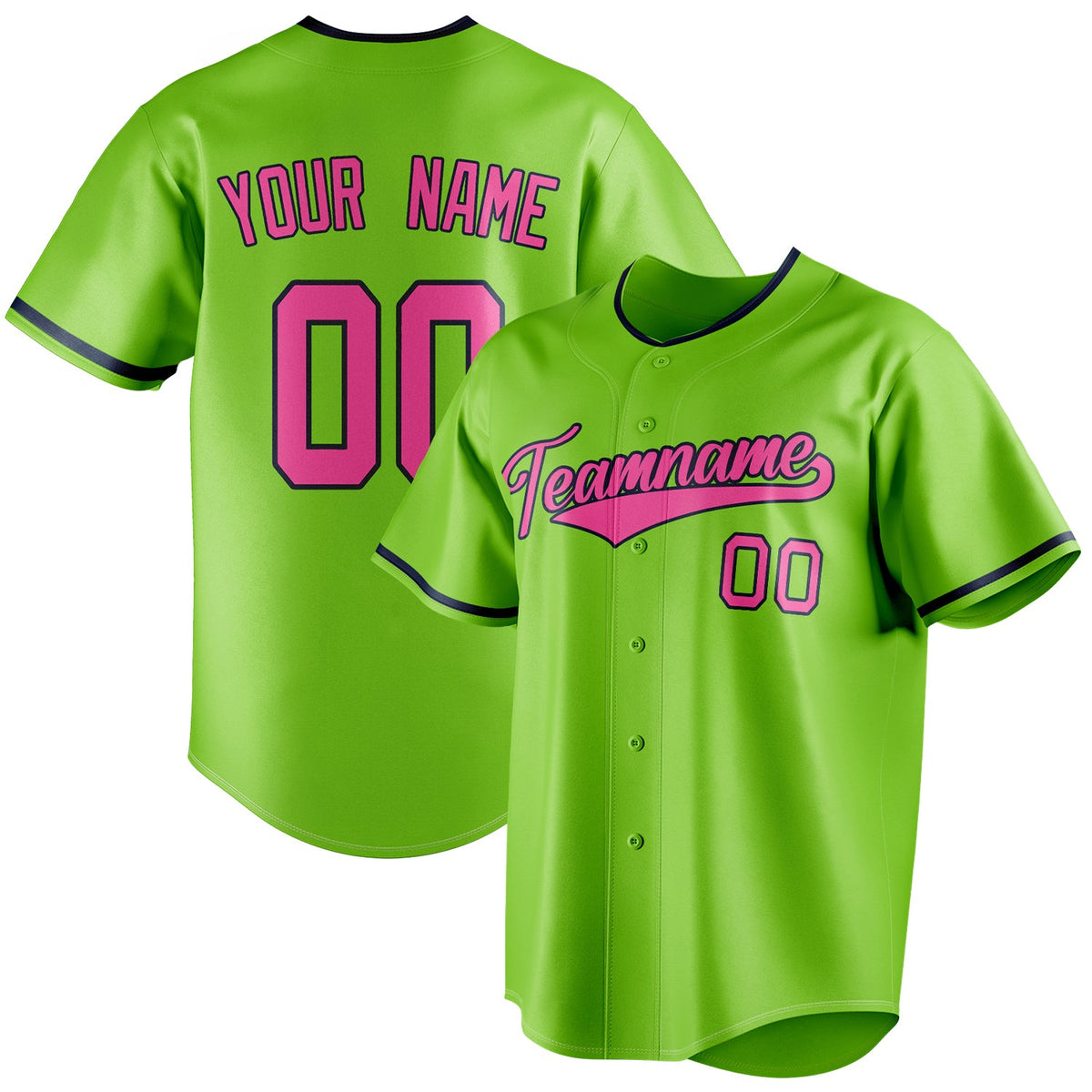 Custom Neon Green & Pink Color Fan Baseball Jersey BB01240531XJ431