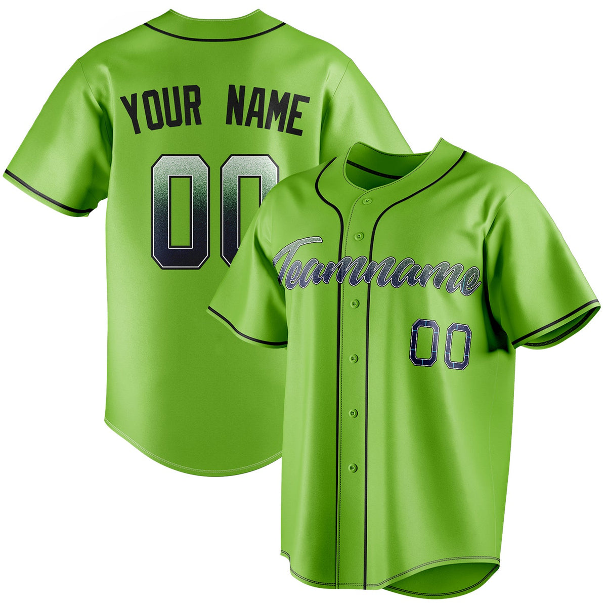 Custom Neon Green & Black Color Fan Baseball Jersey BB01240531XJ432