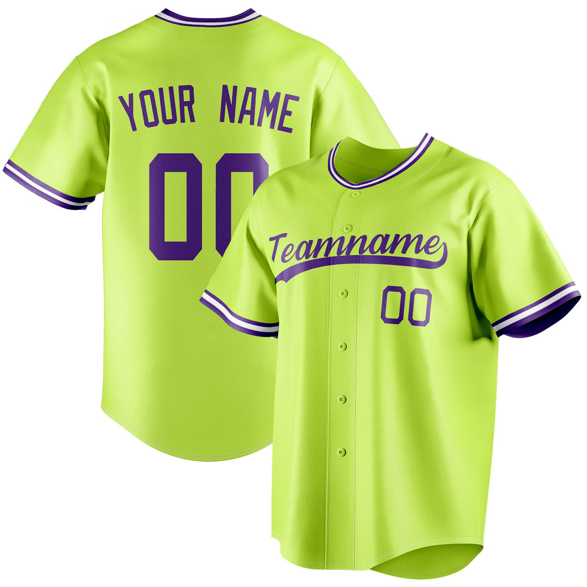 Custom Neon Green & Purple Color Fan Baseball Jersey BB01240531XJ435