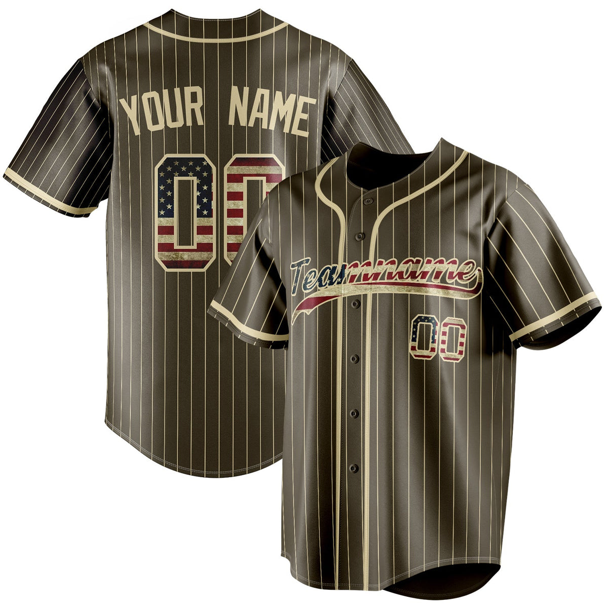 Custom Olive & Cream Vintage USA Flag Fan Baseball Jersey BB01240531YX381