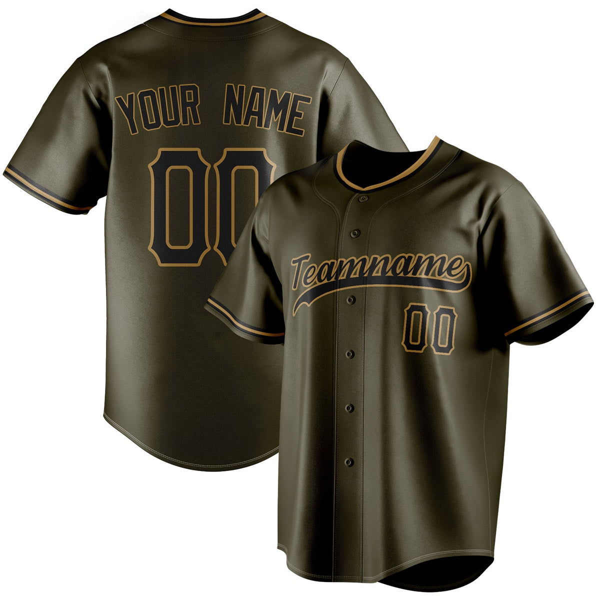 Custom Olive & Black Color Fan Baseball Jersey BB01240531YX383