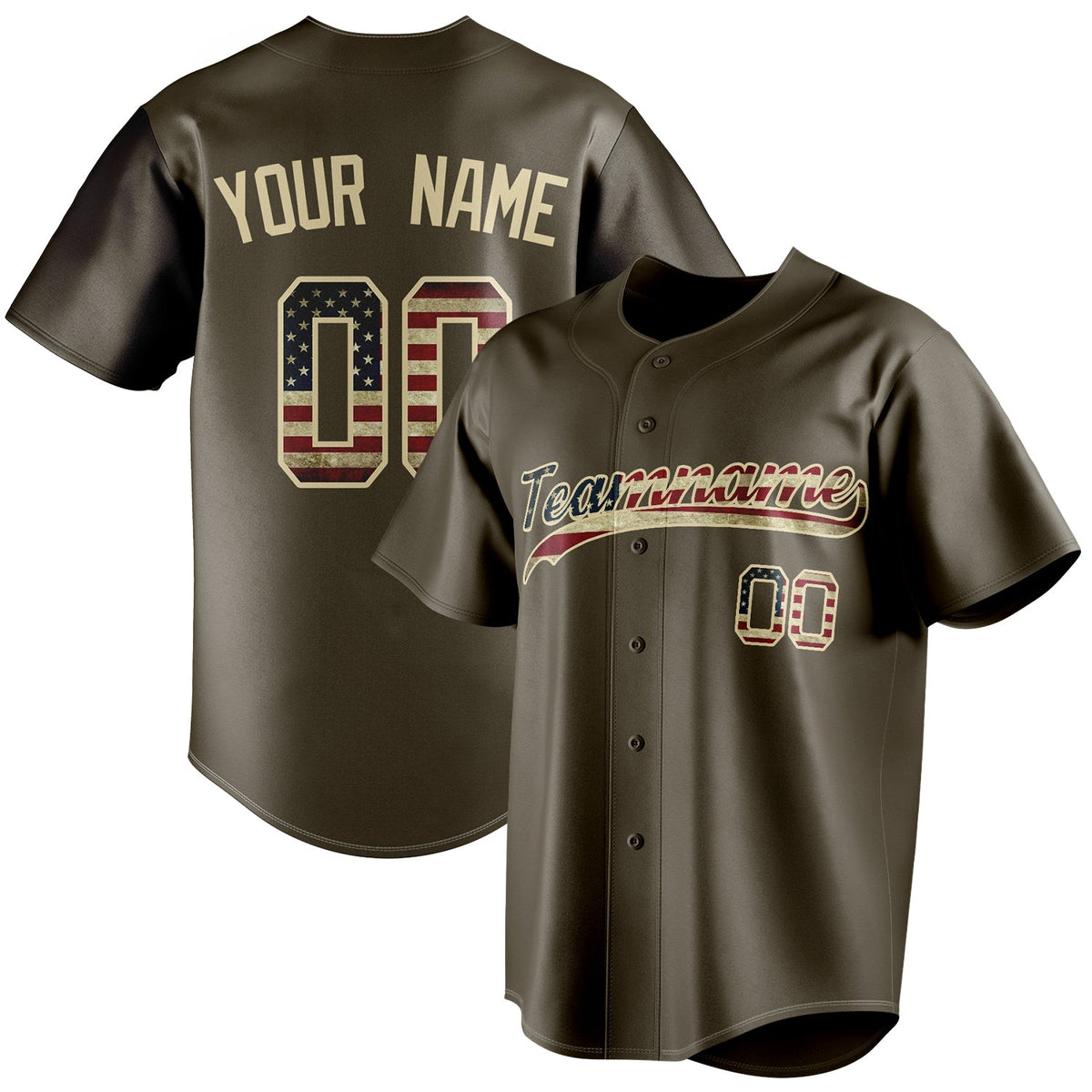 Custom Olive & Cream Vintage USA Flag Fan Baseball Jersey BB01240531YX394