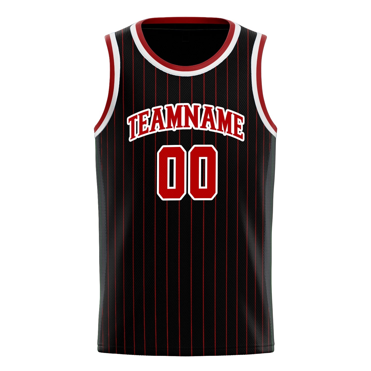 Custom Black Red Red-Pinstripe Basketball Jersey
