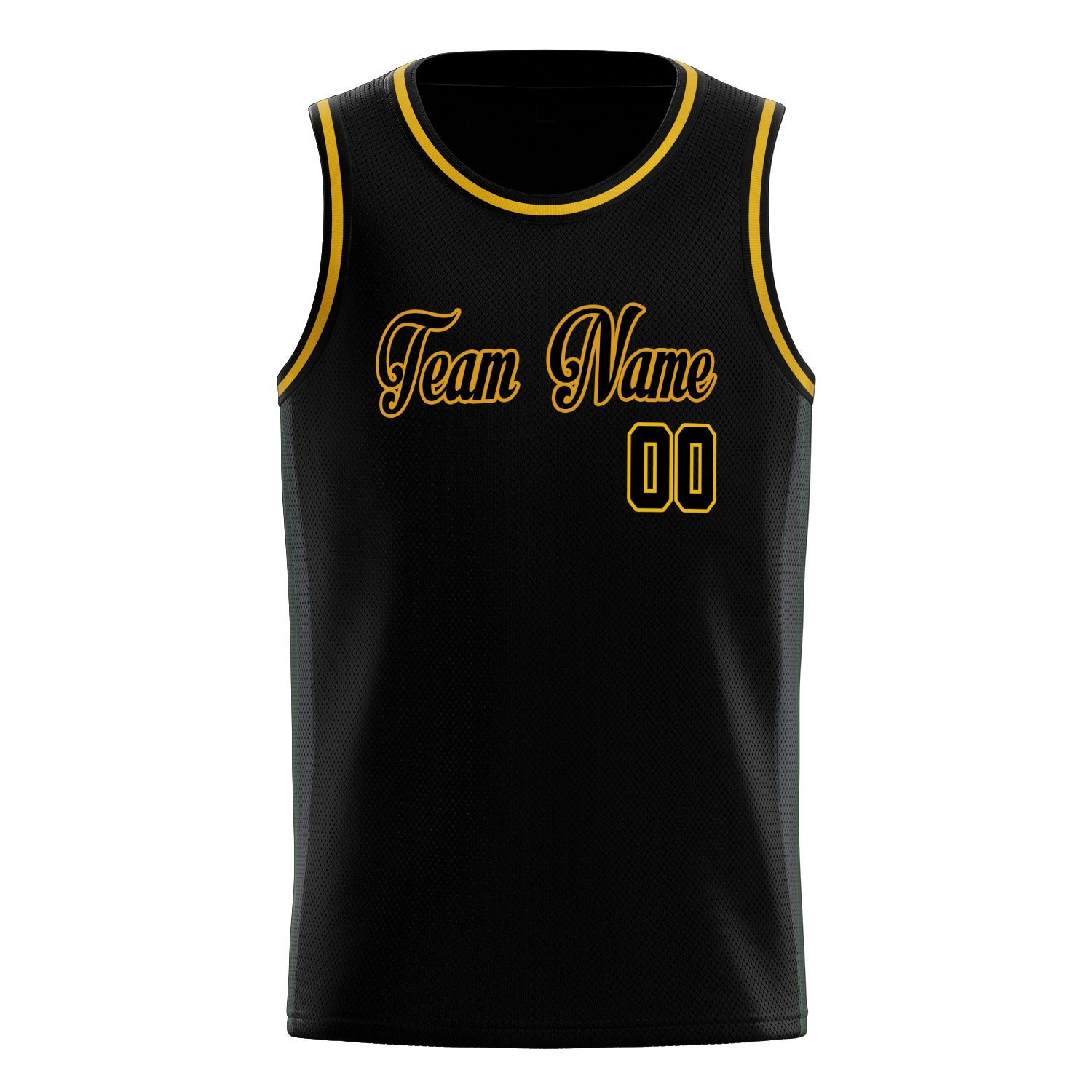 Custom Black Gold Solid-Color Basketball Jersey