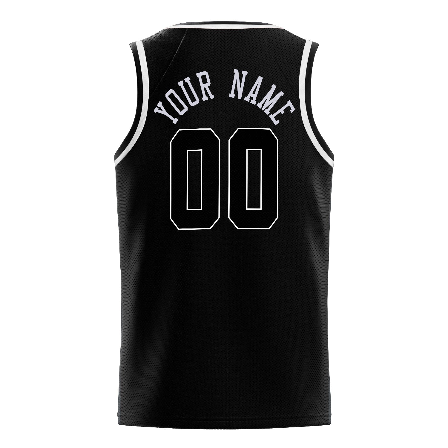 Custom Black White Solid-Color Basketball Jersey
