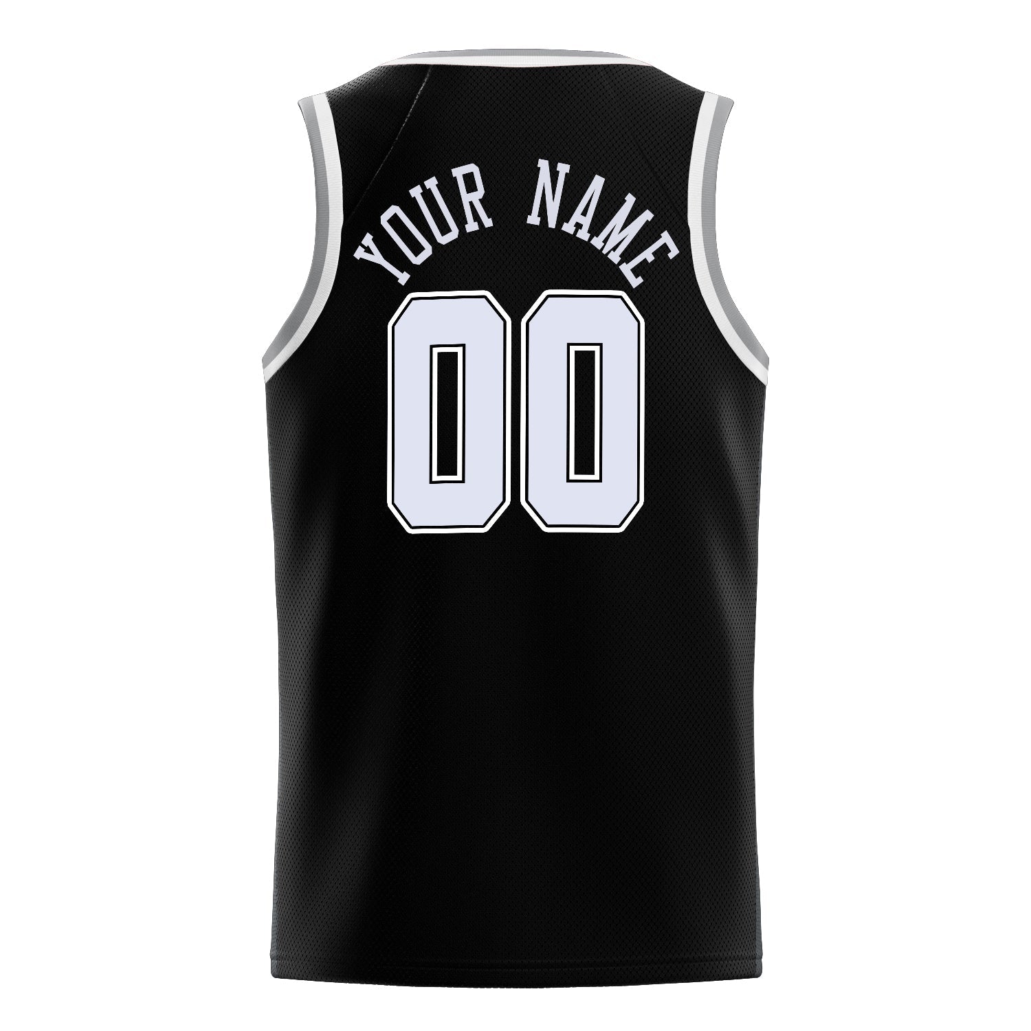 Custom Black White Solid-Color Basketball Jersey