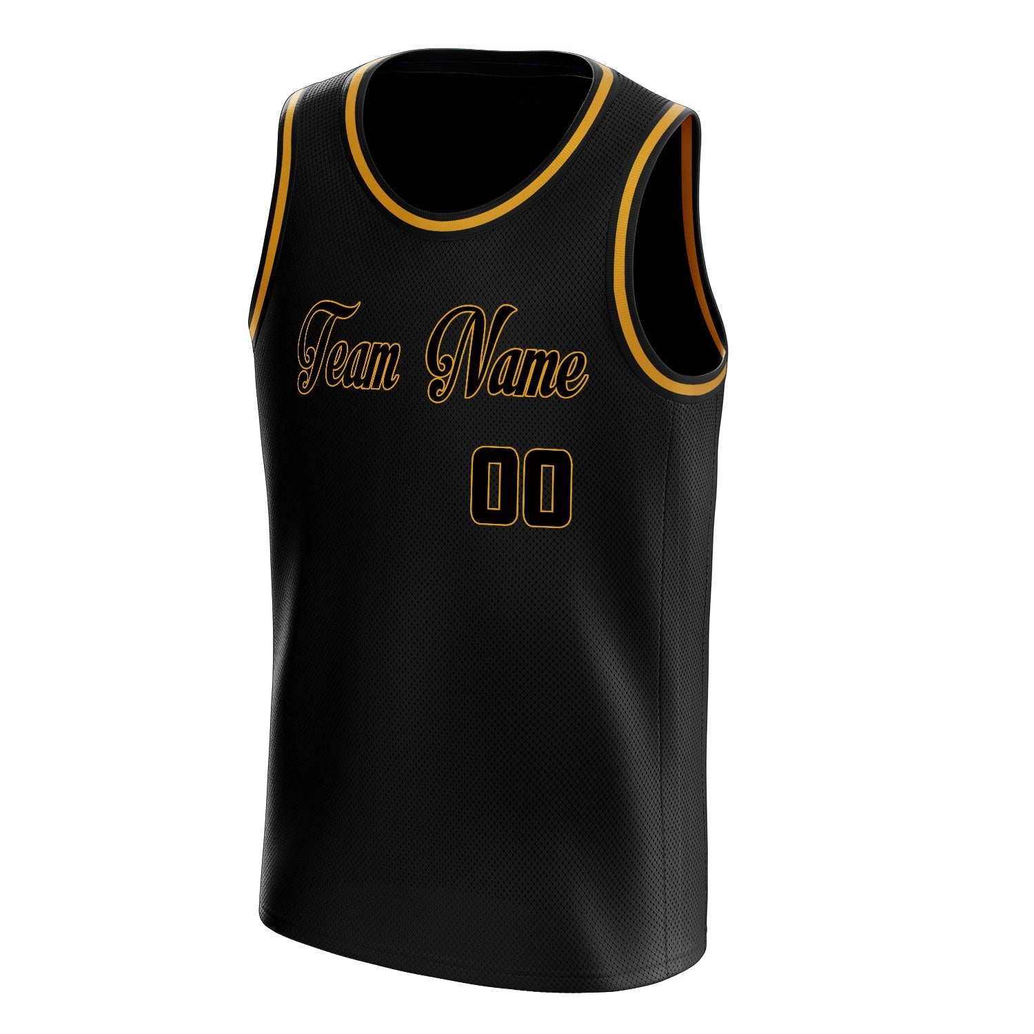 Custom Black Gold Solid-Color Basketball Jersey