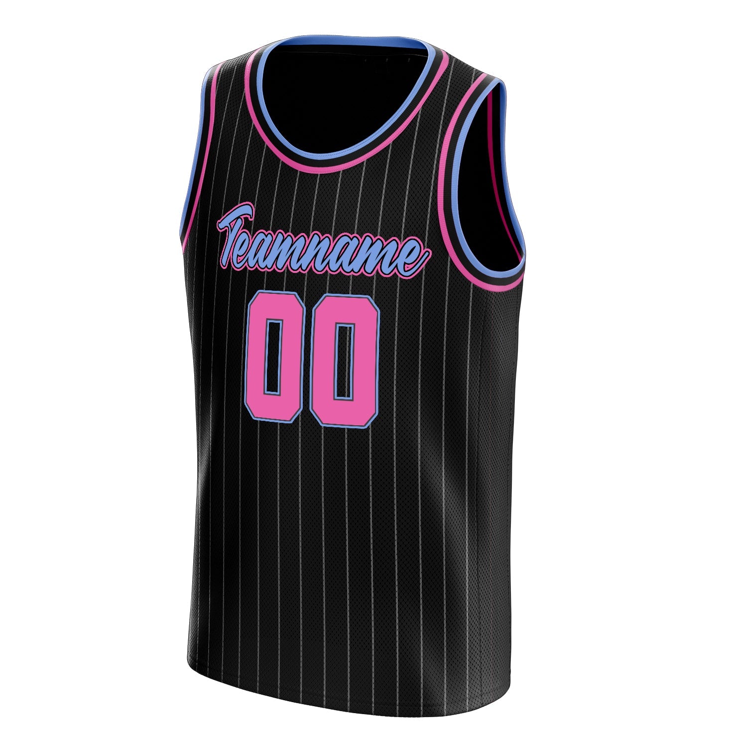 Custom Black Pink White-Pinstripe Basketball Jersey