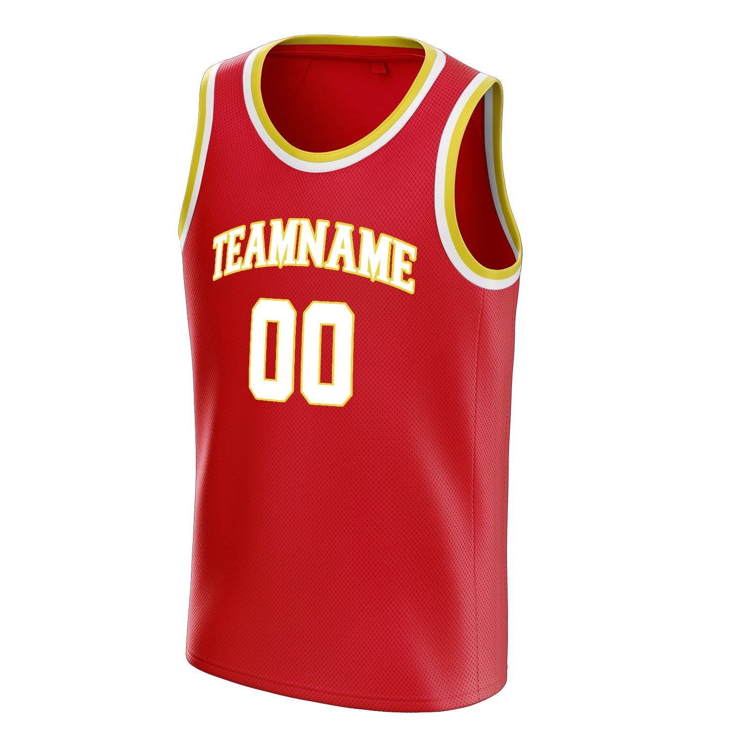 Custom Red White Solid-Color Basketball Jersey