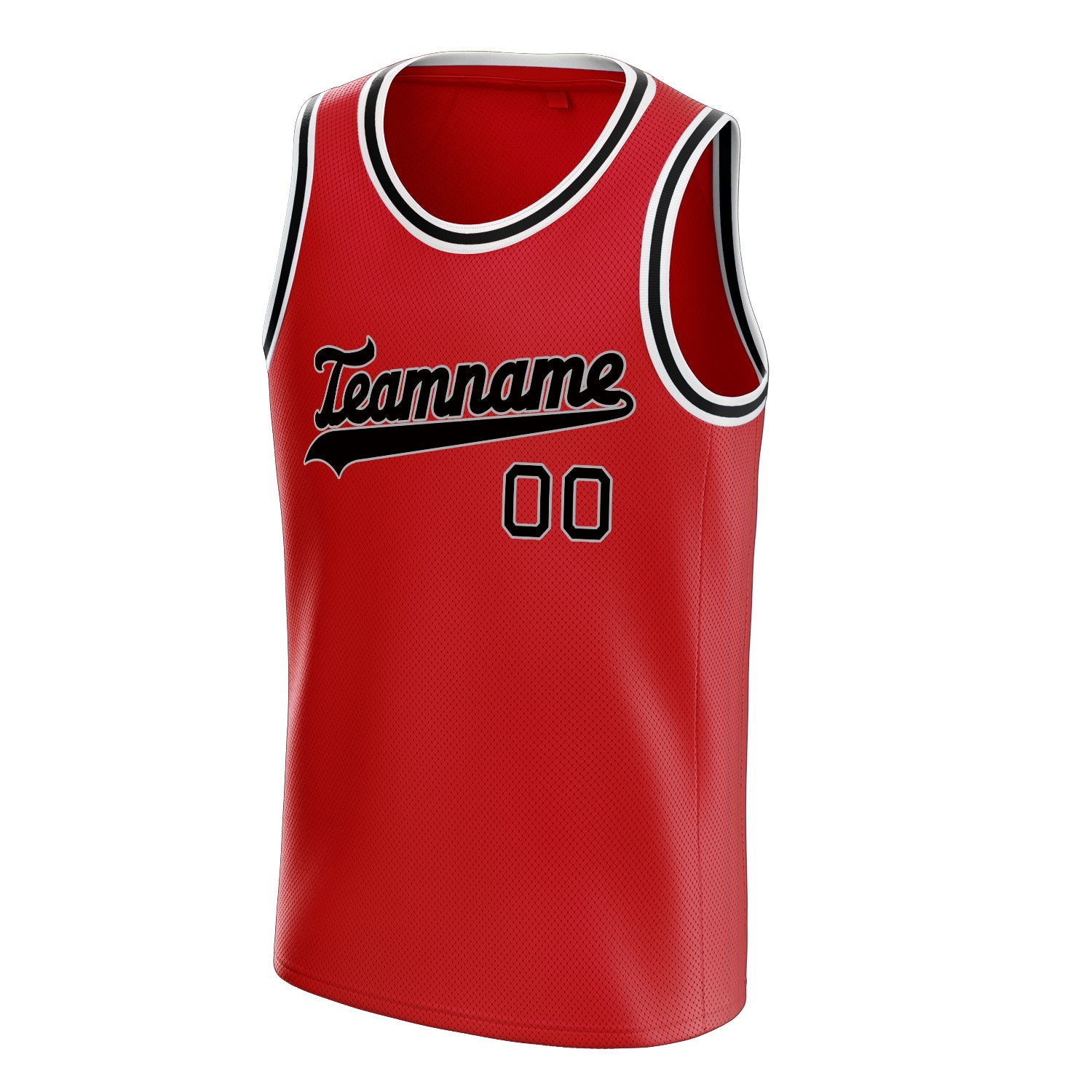 Custom Red Black Solid-Color Basketball Jersey