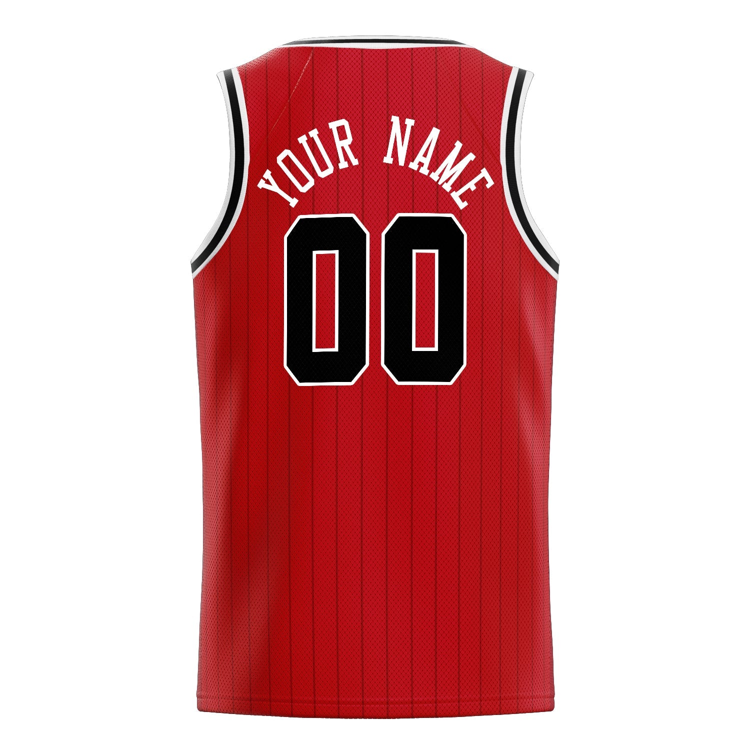 Custom Red Black Black-Pinstripe Basketball Jersey