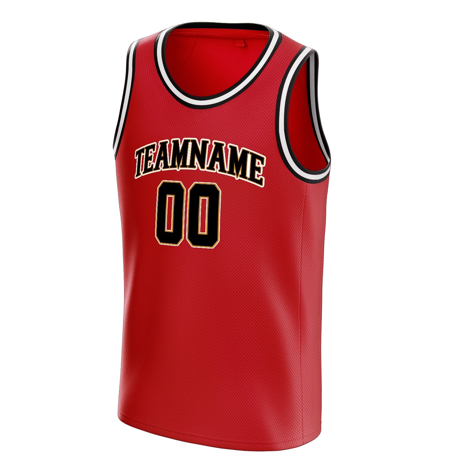 Custom Red Black Solid-Color Basketball Jersey