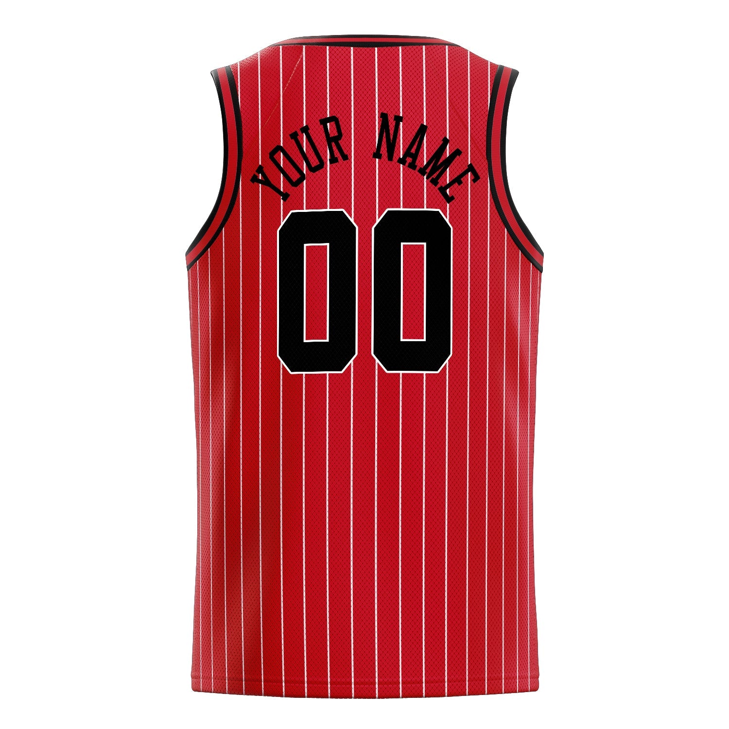 Custom Red Black White-Pinstripe Basketball Jersey