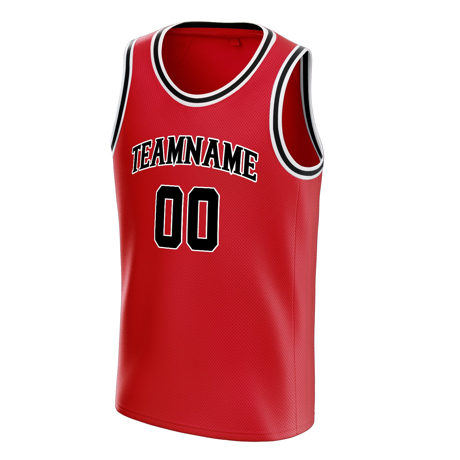 Custom Red Black Solid-Color Basketball Jersey