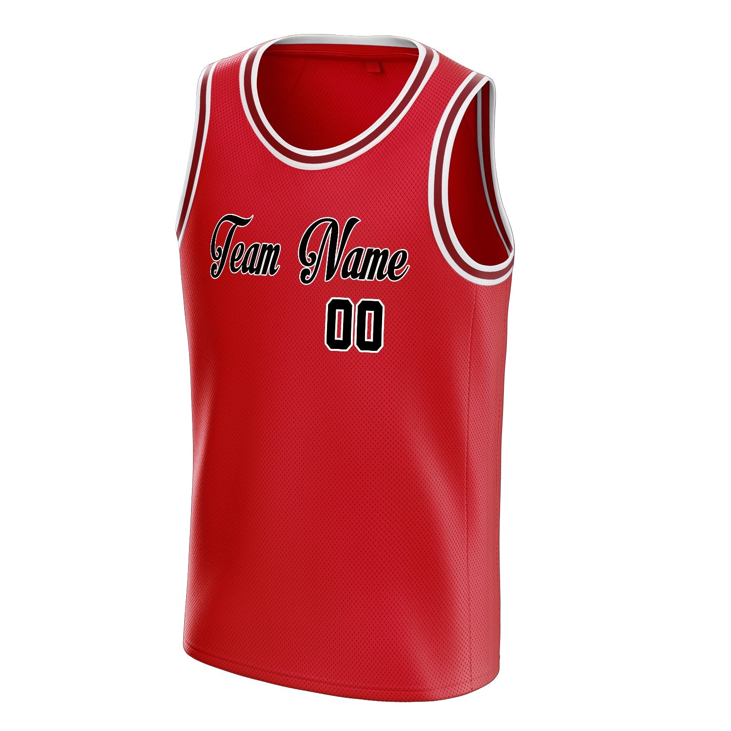 Custom Red Black Solid-Color Basketball Jersey