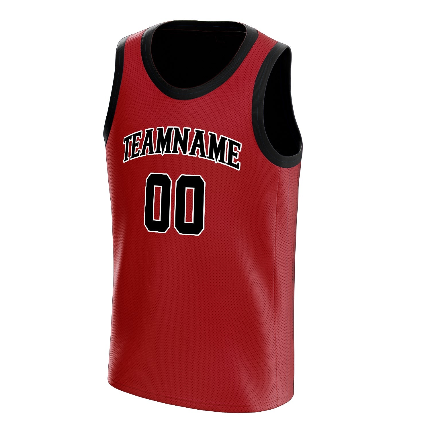 Custom Red Black Solid-Color Basketball Jersey