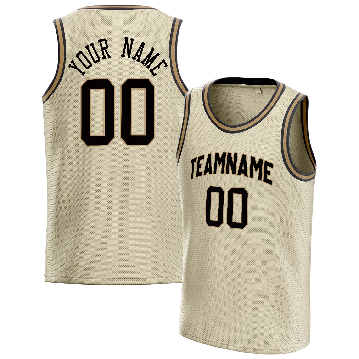 Custom Cream Black Solid-Color Basketball Jersey