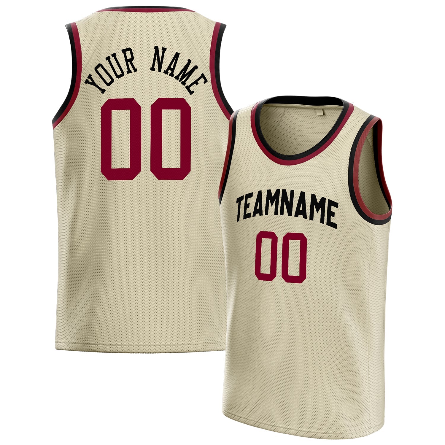 Custom Cream Red Solid-Color Basketball Jersey