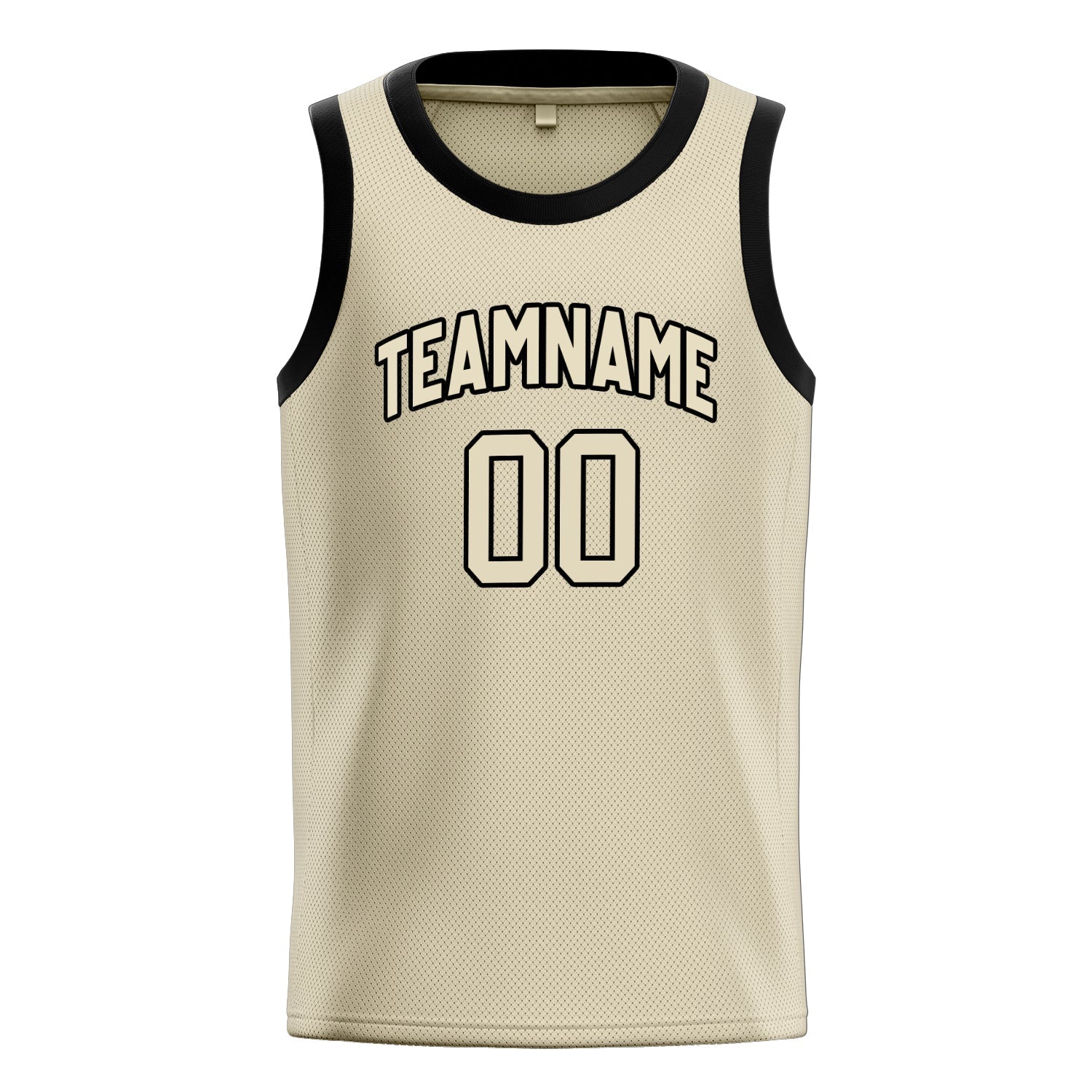 Custom Cream Black Solid-Color Basketball Jersey