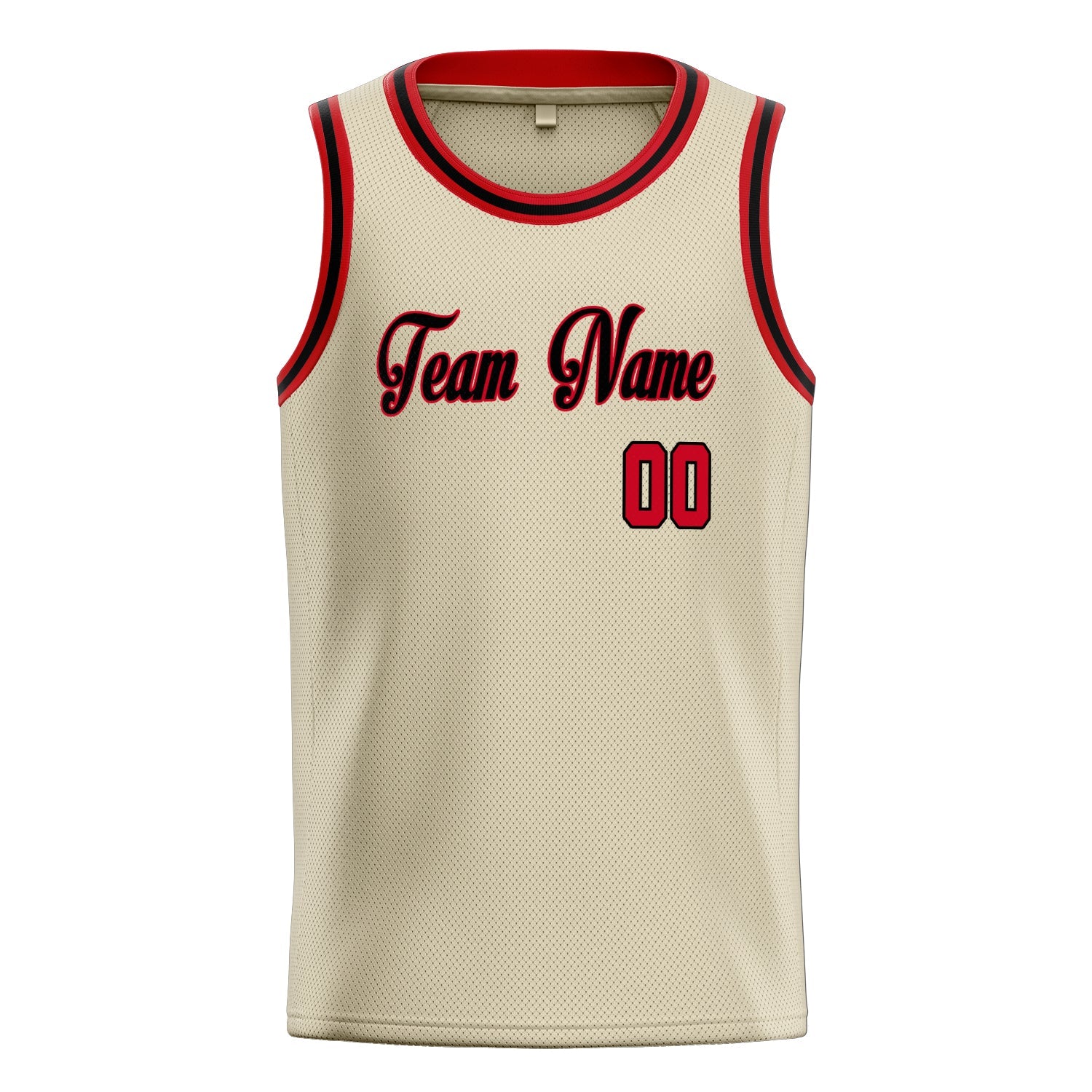 Custom Cream Red Solid-Color Basketball Jersey