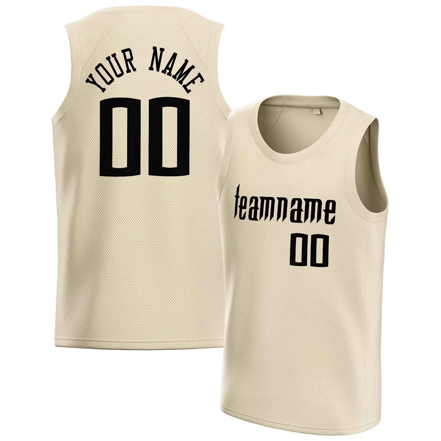Custom Cream Black Solid-Color Basketball Jersey