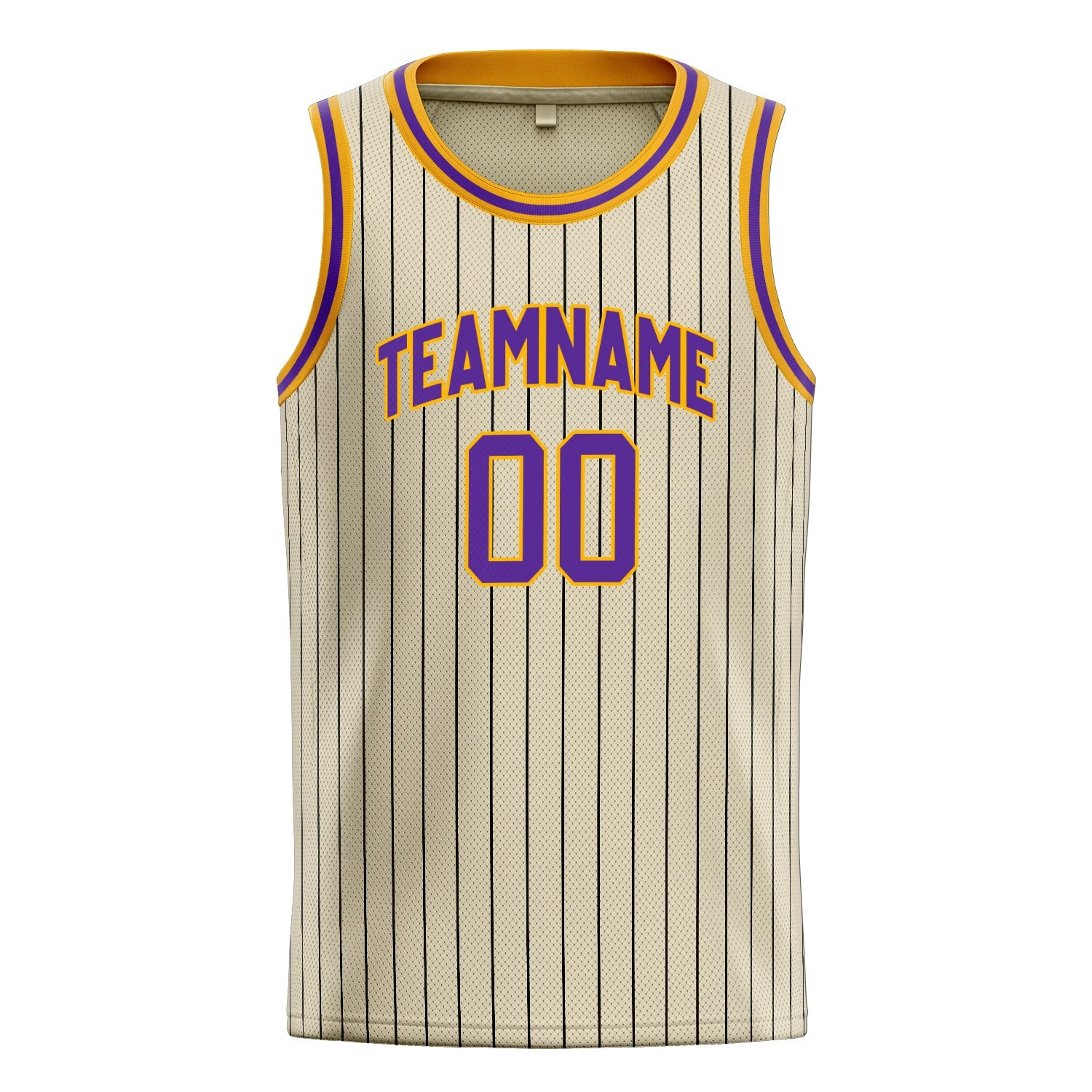 Custom Cream Purple Black-Pinstripe Basketball Jersey