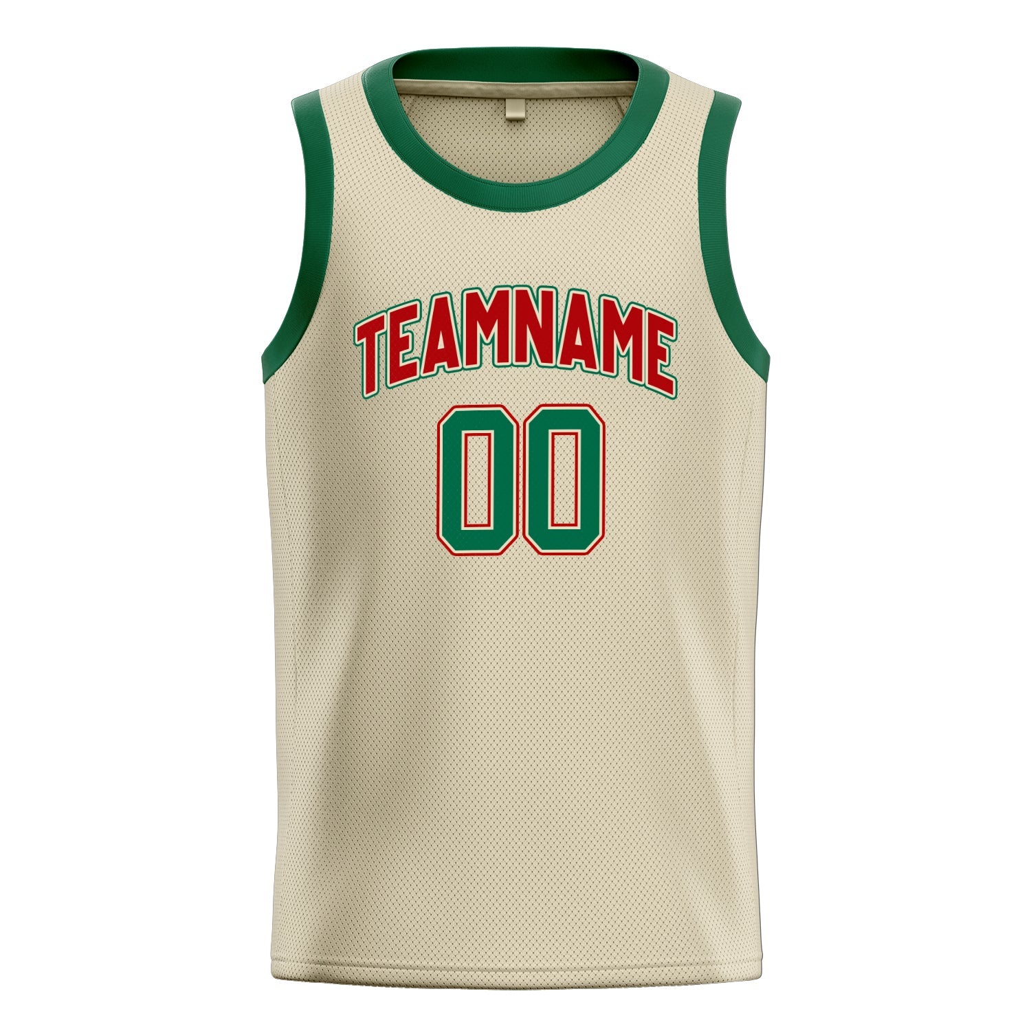 Custom Cream Kelly-Green Solid-Color Basketball Jersey