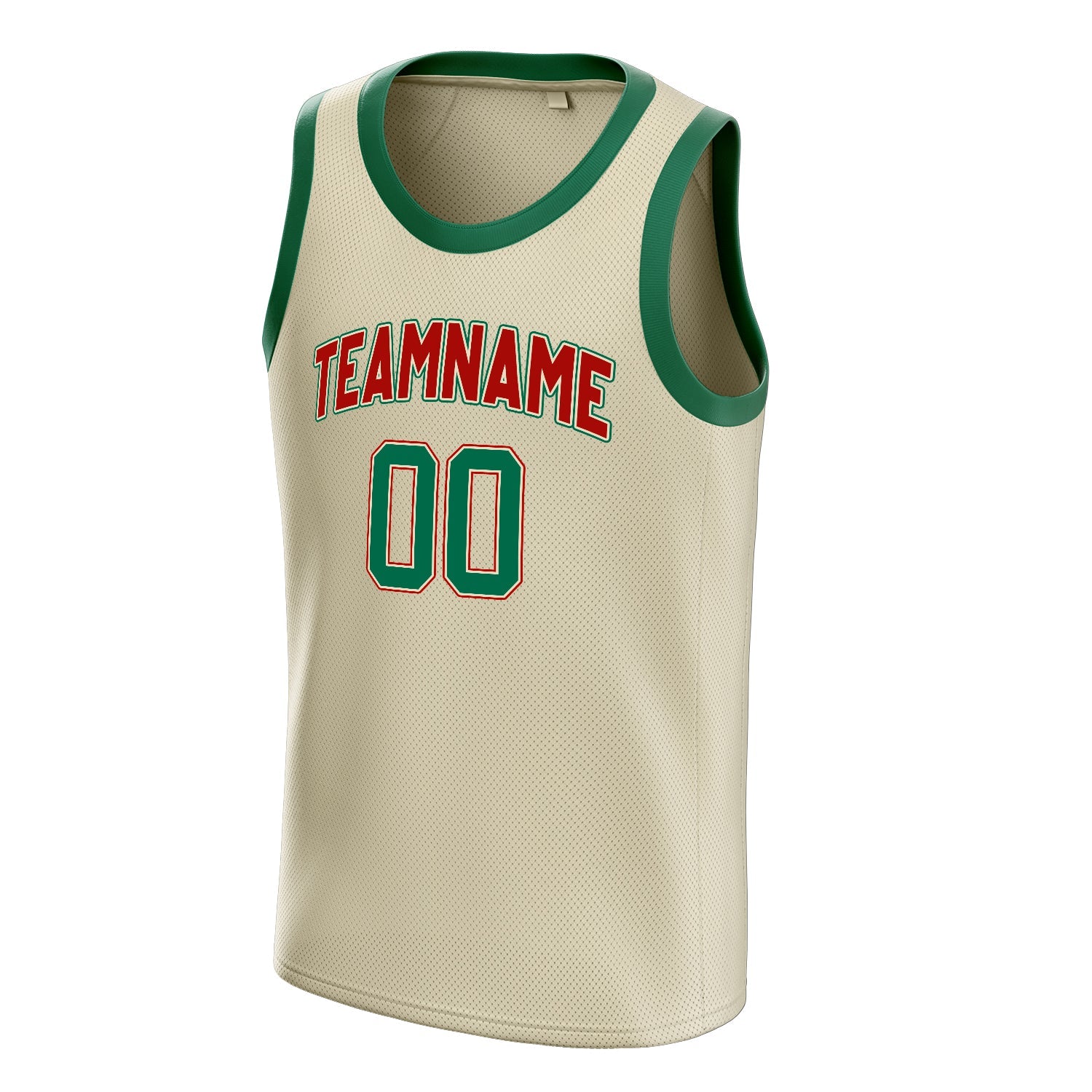 Custom Cream Kelly-Green Solid-Color Basketball Jersey