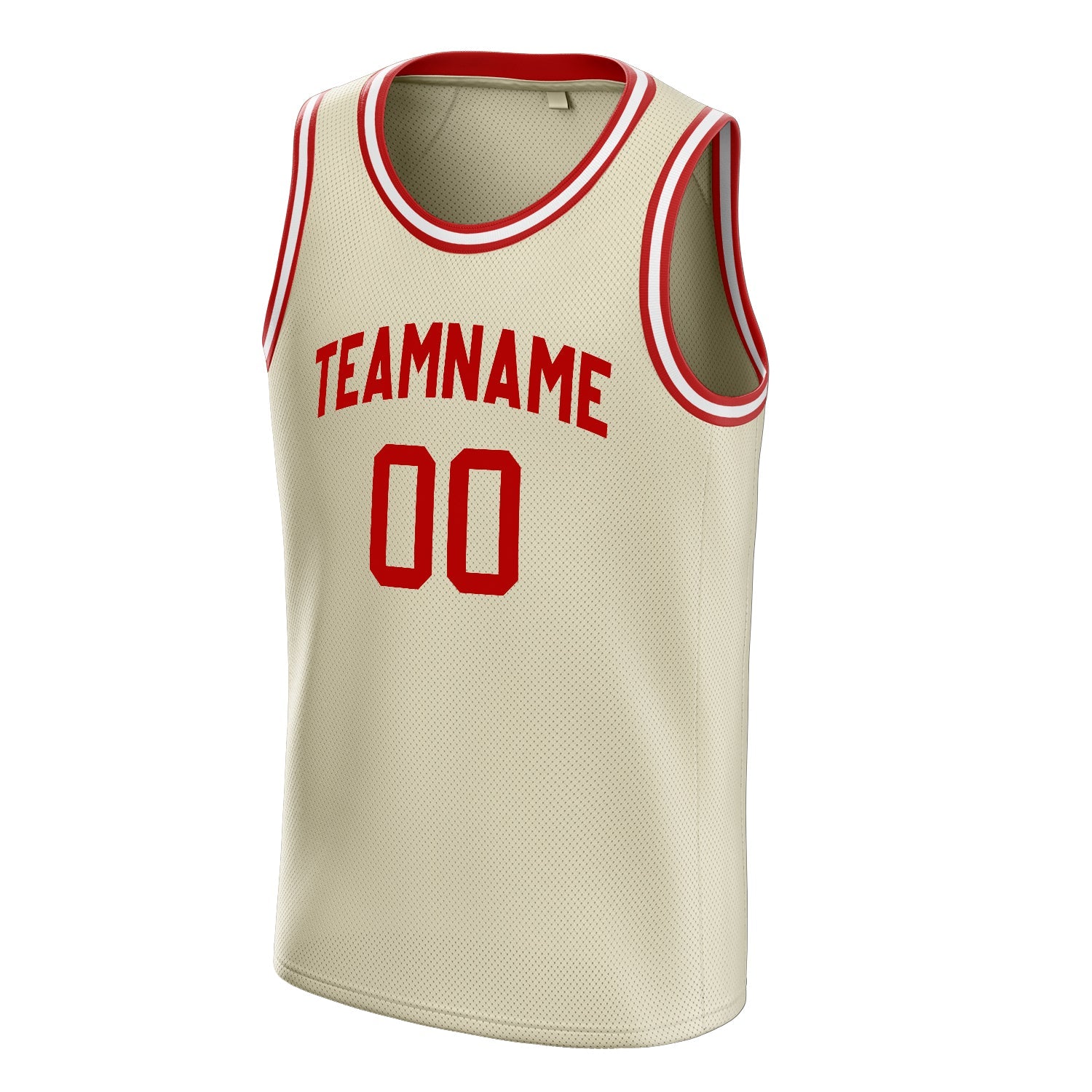 Custom Cream Red Solid-Color Basketball Jersey