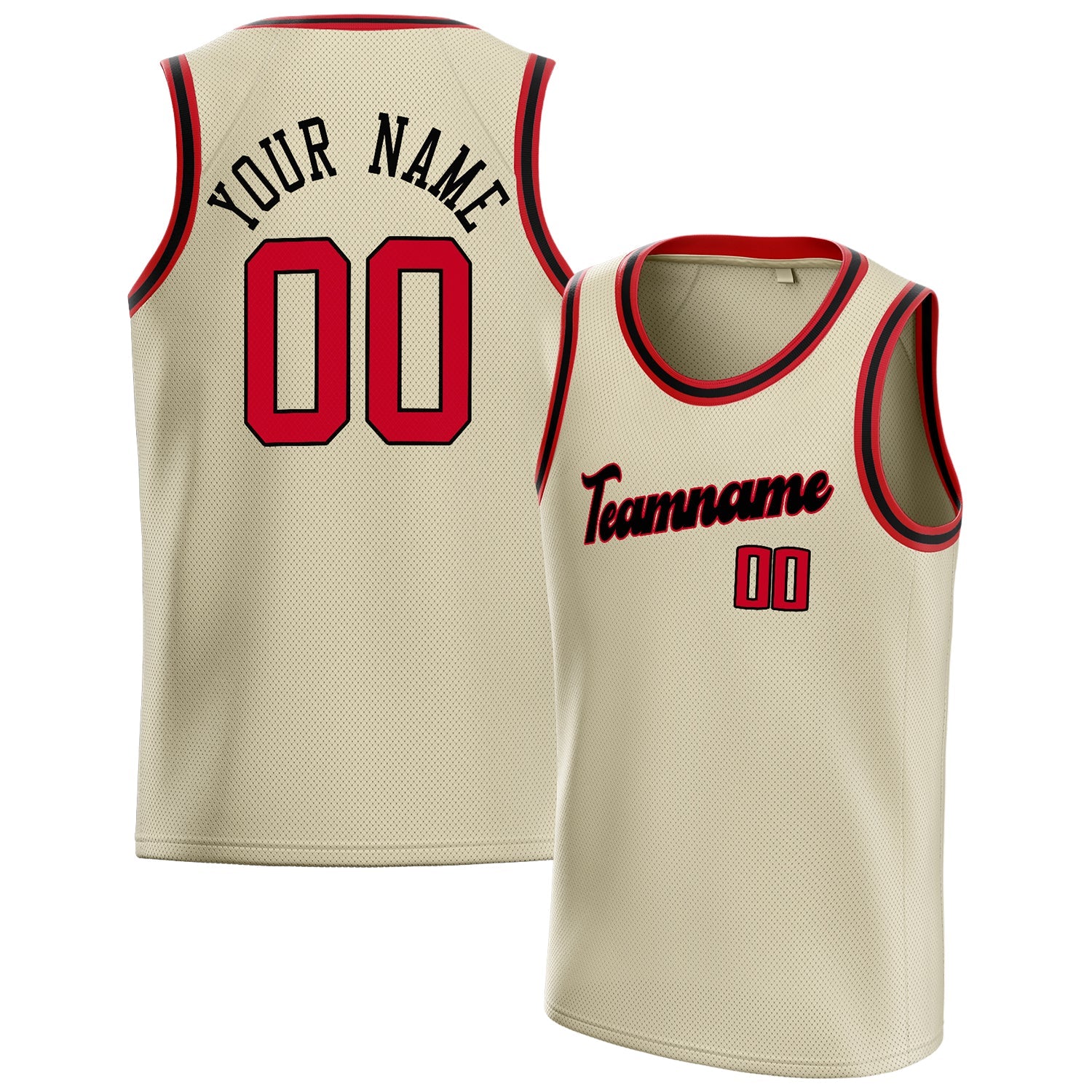 Custom Cream Red Solid-Color Basketball Jersey