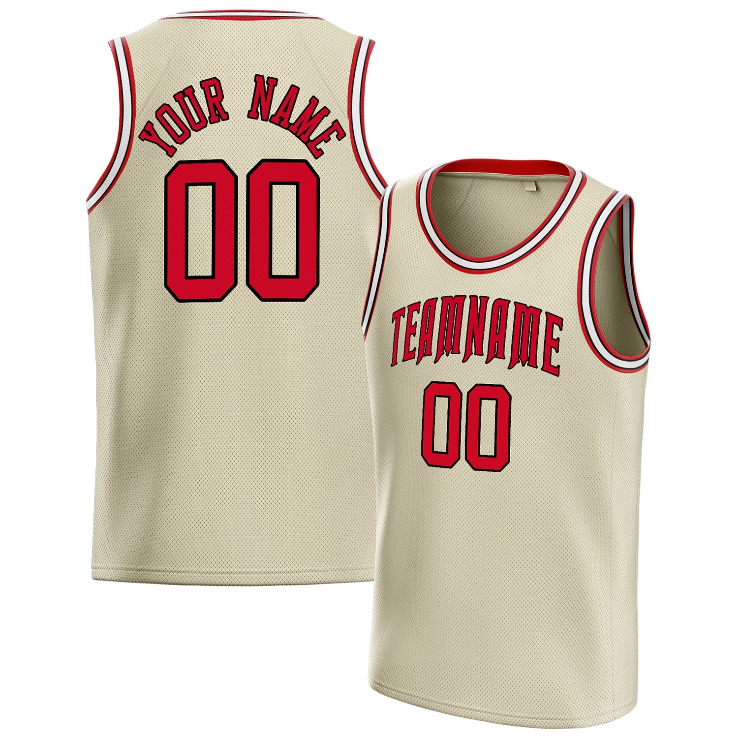 Custom Cream Red Solid-Color Basketball Jersey