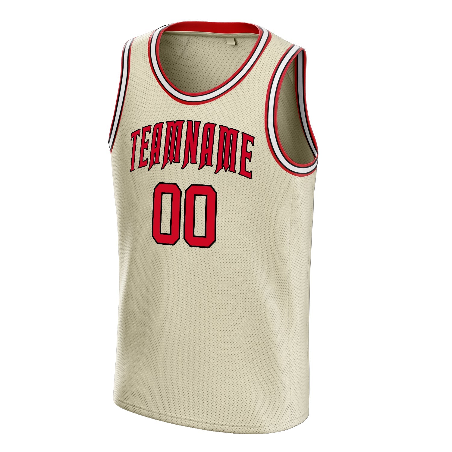 Custom Cream Red Solid-Color Basketball Jersey