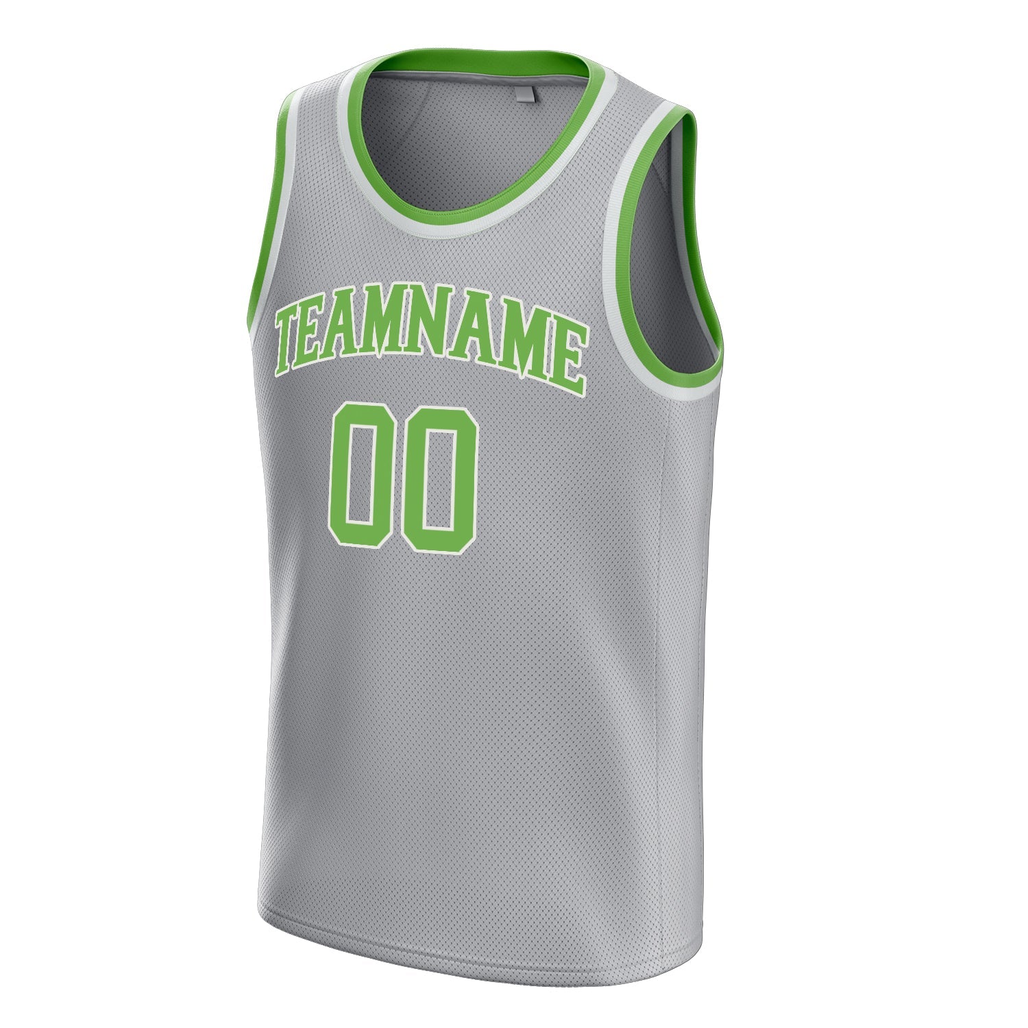Custom Gray Neon-Green Solid-Color Basketball Jersey